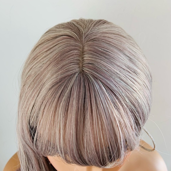 A Very Pretty 22” Ash Berry Color Synthetic Wig with Bangs / “Put On & Go” - Picture 3 of 11